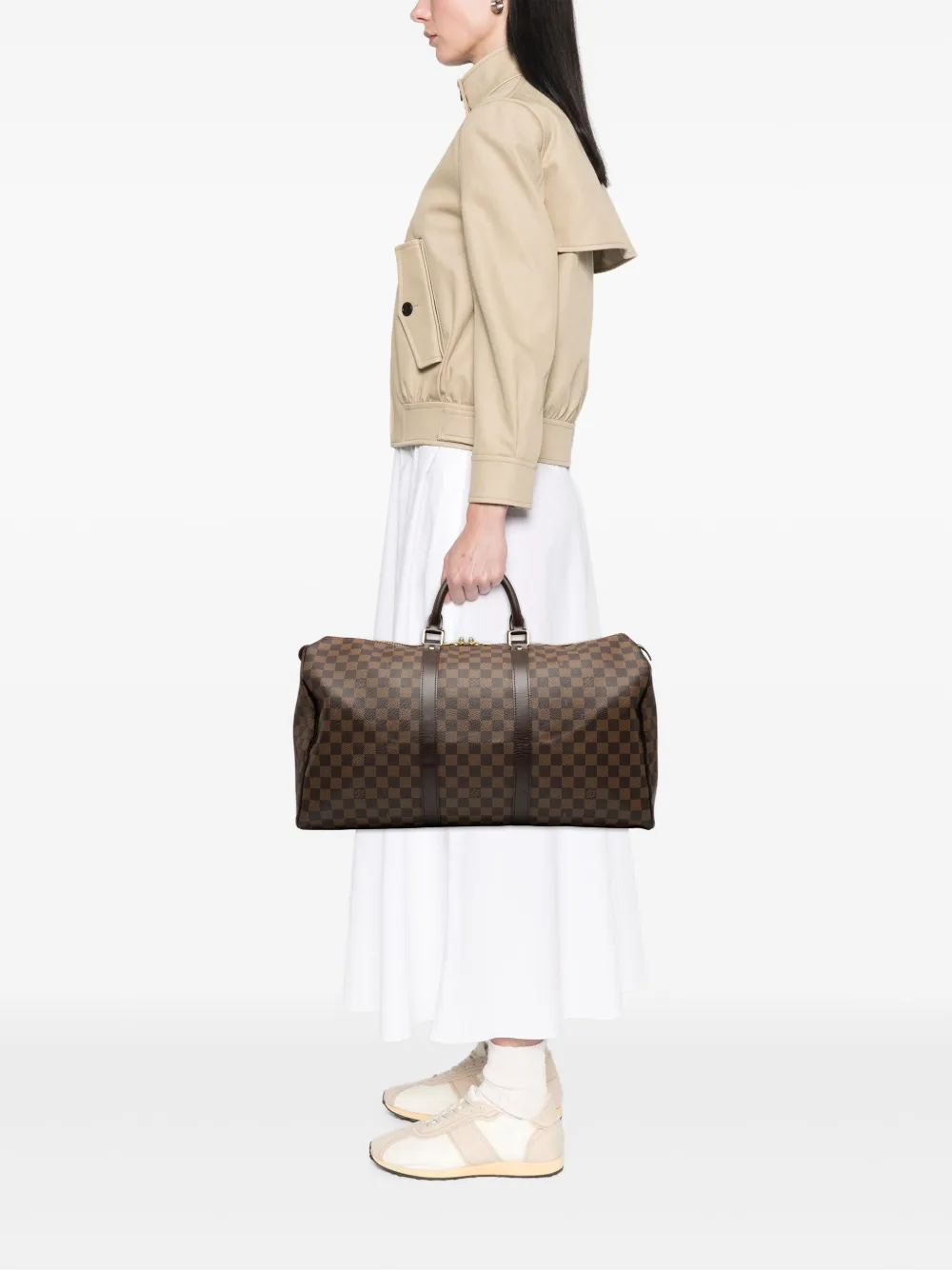 Pre-owned Louis Vuitton 2006 Damier Ebene Keepall 50 Travel Bag In Brown