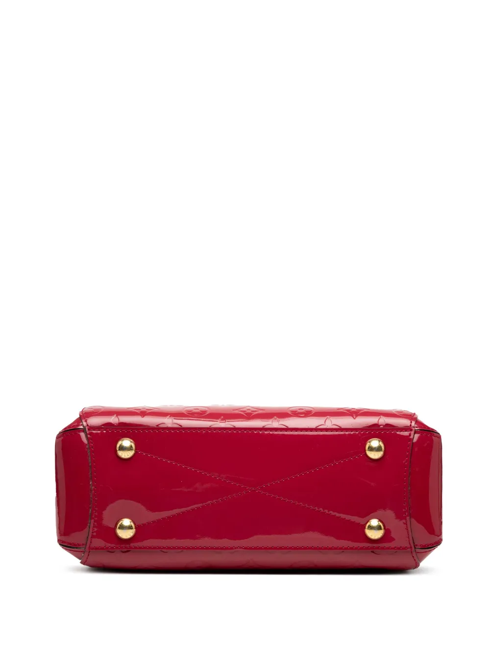 Pre-owned Louis Vuitton 2015 Monogram Vernis Montaigne Bb Satchel In Red