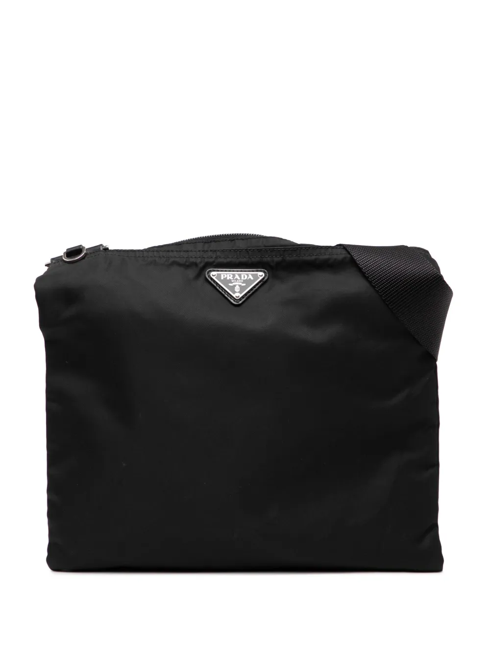 Pre-owned Prada 2013-2025 Tessuto Zip Top Crossbody Bag In Black