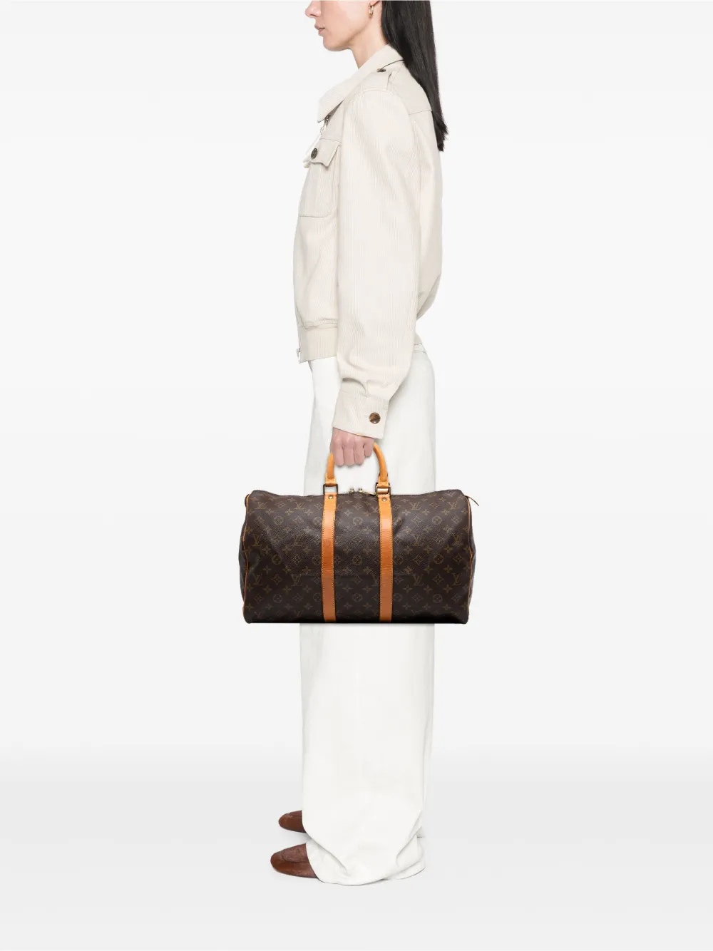 Pre-owned Louis Vuitton 1992 Monogram Keepall 45 Travel Bag In Brown