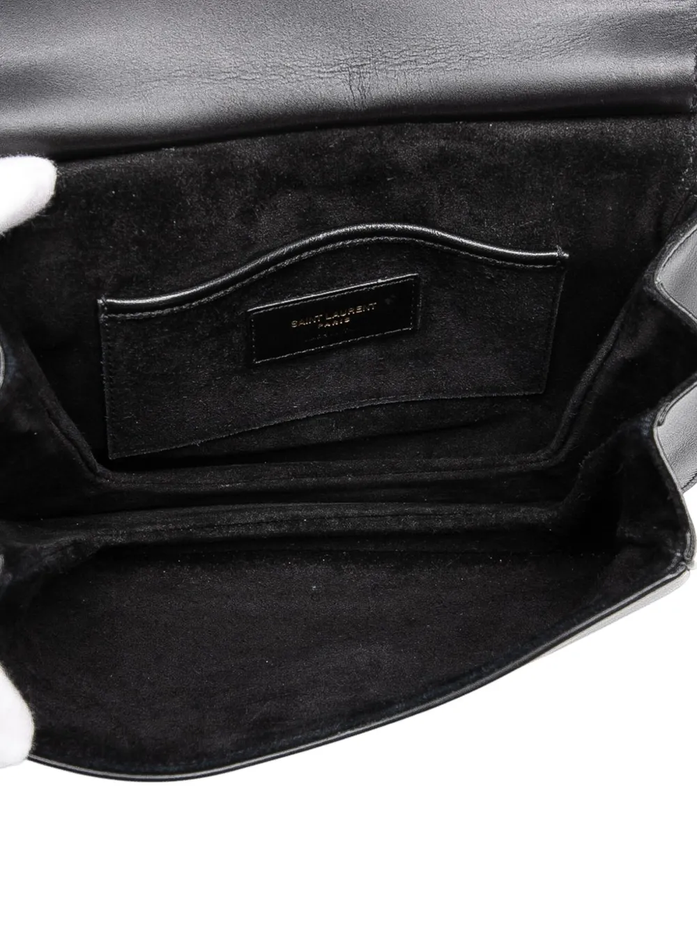 Pre-owned Saint Laurent 2022 Medium Smooth Calfskin Charlie Crossbody Bag In Black