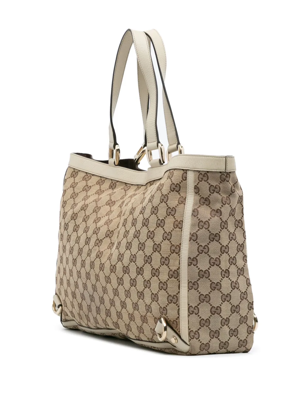 Pre-owned Gucci 2000-2015 Gg Canvas Abbey D Ring Tote Bag In Brown