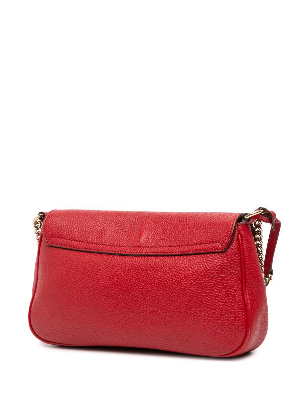 Pre-owned Gucci 2016-2025 Medium Leather Soho Chain Flap Crossbody Bag In Red