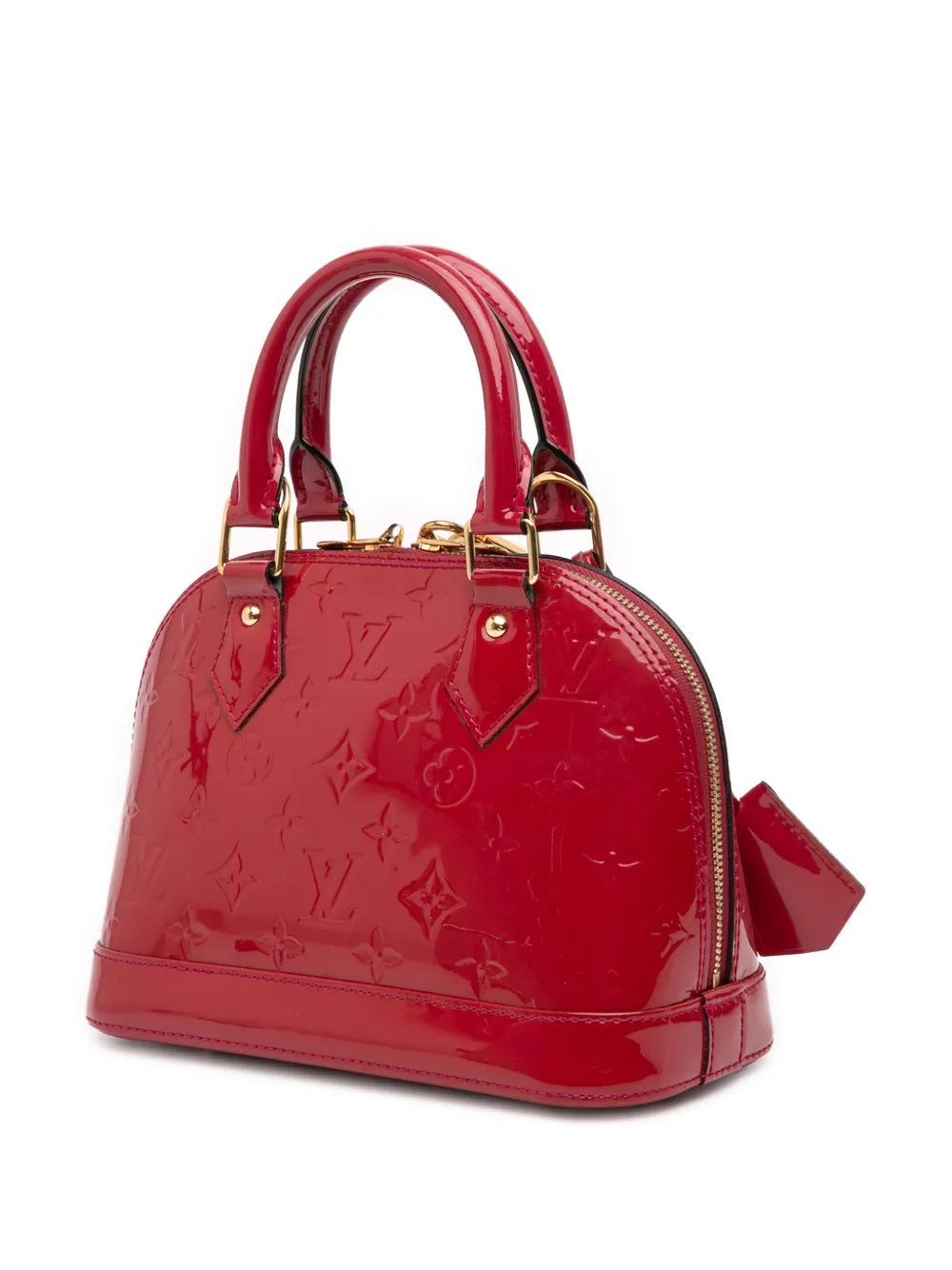 Pre-owned Louis Vuitton 2014 Monogram Vernis Alma Bb Satchel In Red