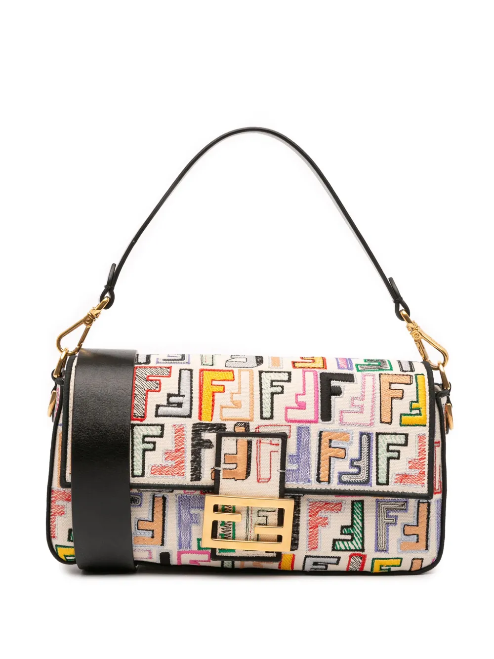 Fendi Pre-Owned 2010-2025 Chinese Valentines Day Zucca Embroidered Canvas Baguette satchel | Brown | Image 1