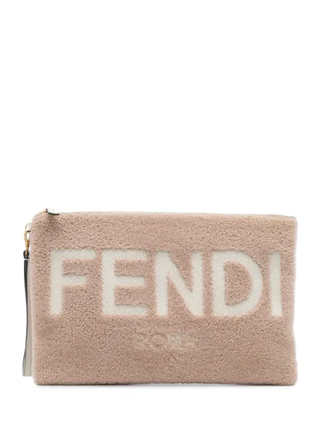 Fendi Pre-Owned 2010-2025 Shearling Logo Flat Pouch clutch bag
