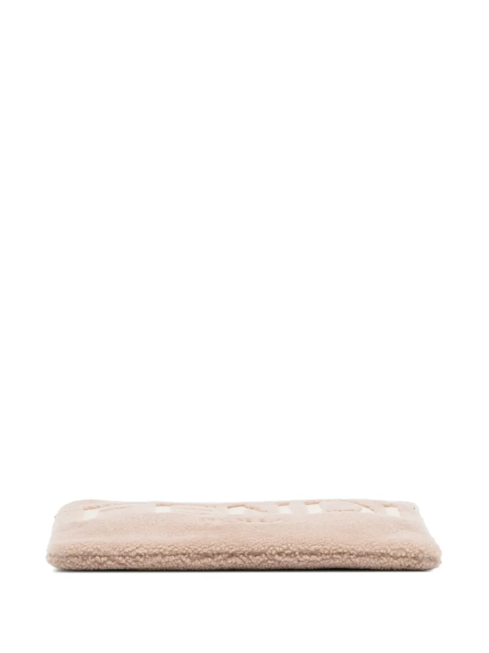 Pre-owned Fendi 2010-2025 Shearling Logo Flat Pouch Clutch Bag In Brown