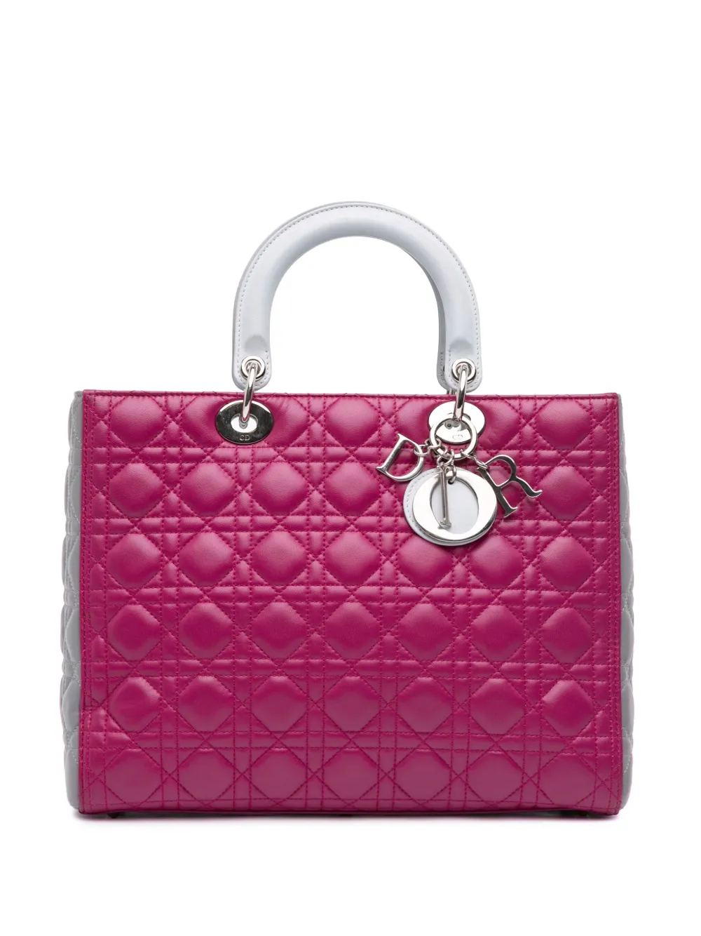 Christian Dior Pre-Owned 2014 Large Bicolor Lambskin Cannage Lady Dior Christian Dior Pre-Owned 2014 Large Bicolor Lambskin Cannage Lady Dior