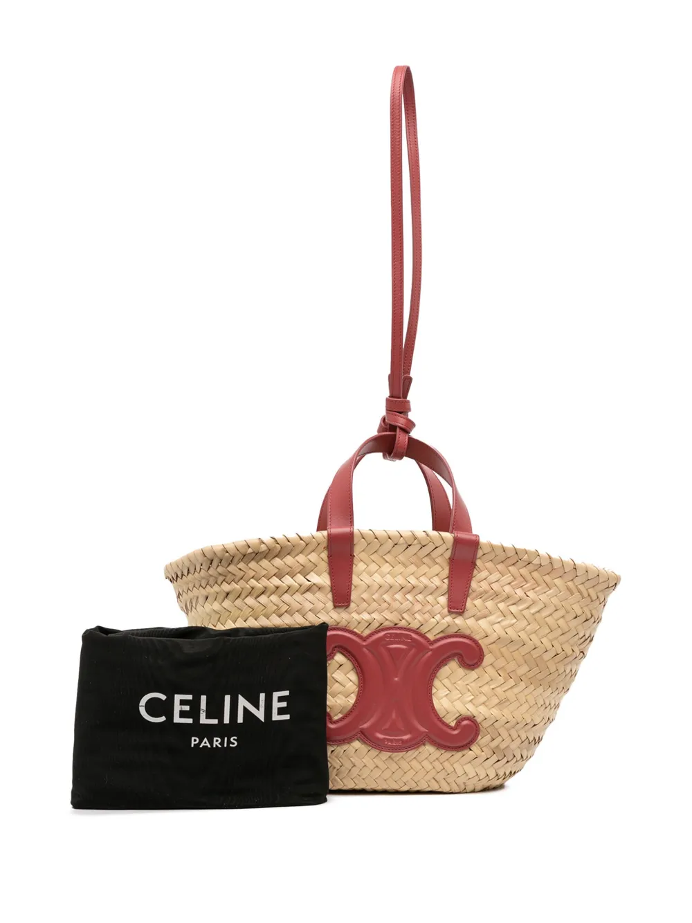 Celine Pre-Owned 2022 Small Raffia Cuir Triomphe Classic Panier