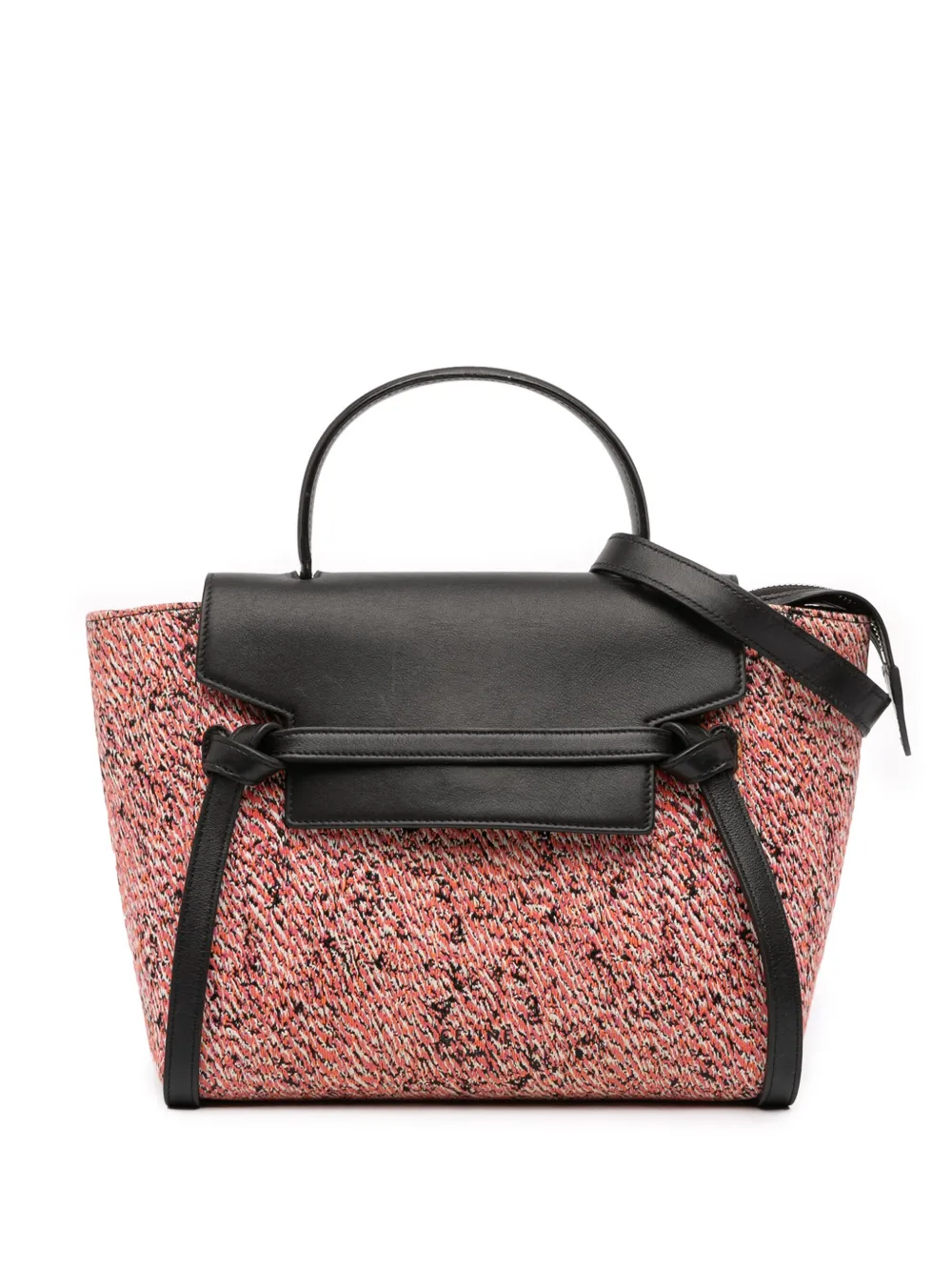 Pre-owned Celine 2017 Micro Tweed Belt Satchel In Pink
