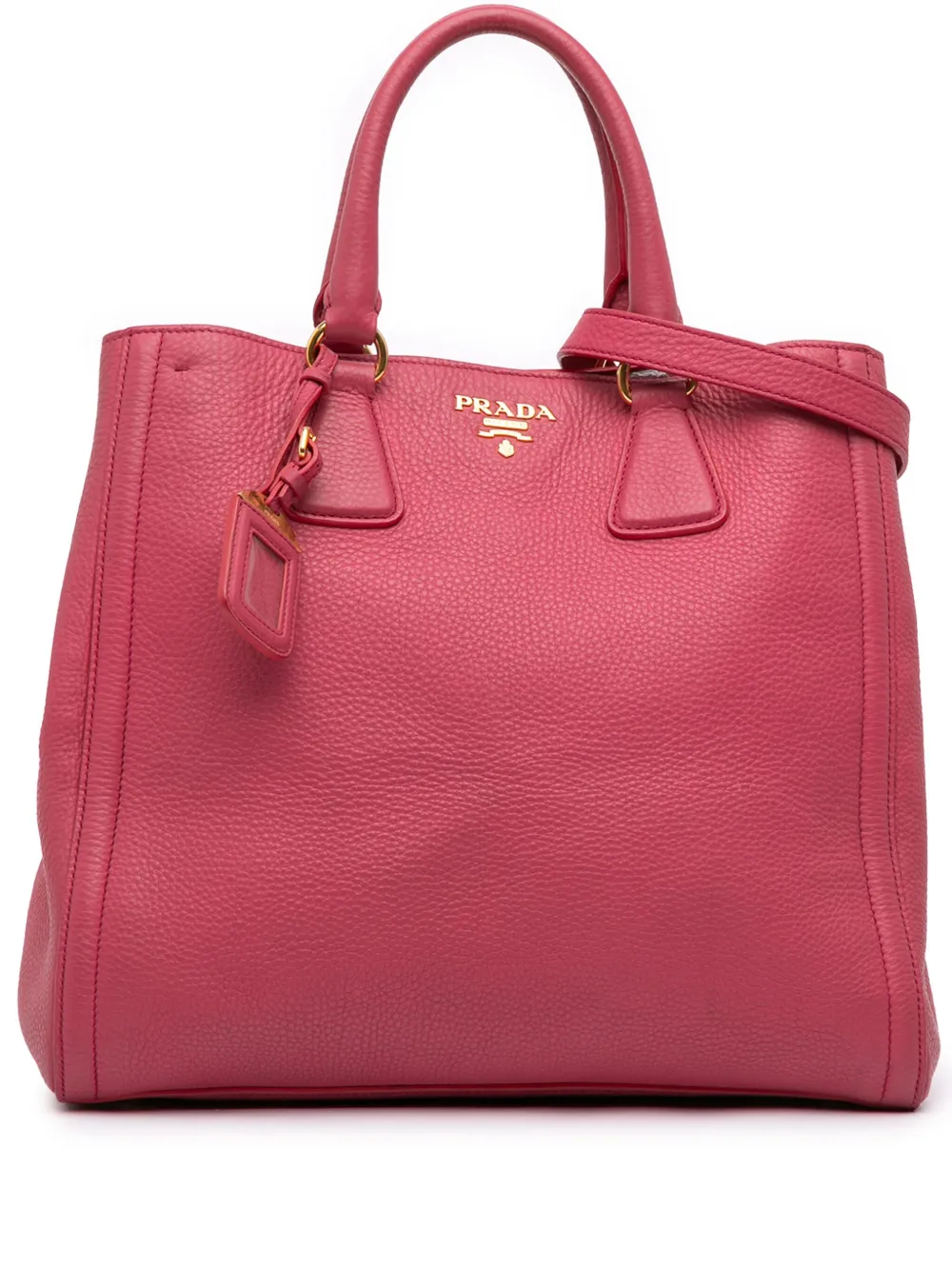 Pre-owned Prada 2010-2025 Vitello Daino Open Convertible Tote Satchel In Pink