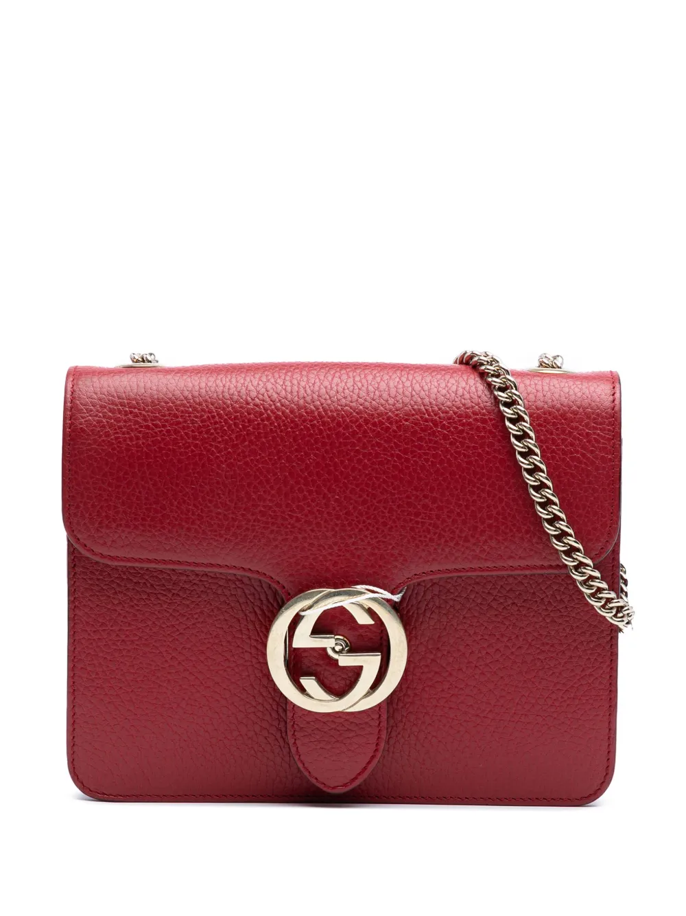 Pre-owned Gucci 2016-2025 Small Dollar Calfskin Interlocking G Crossbody Bag In Red