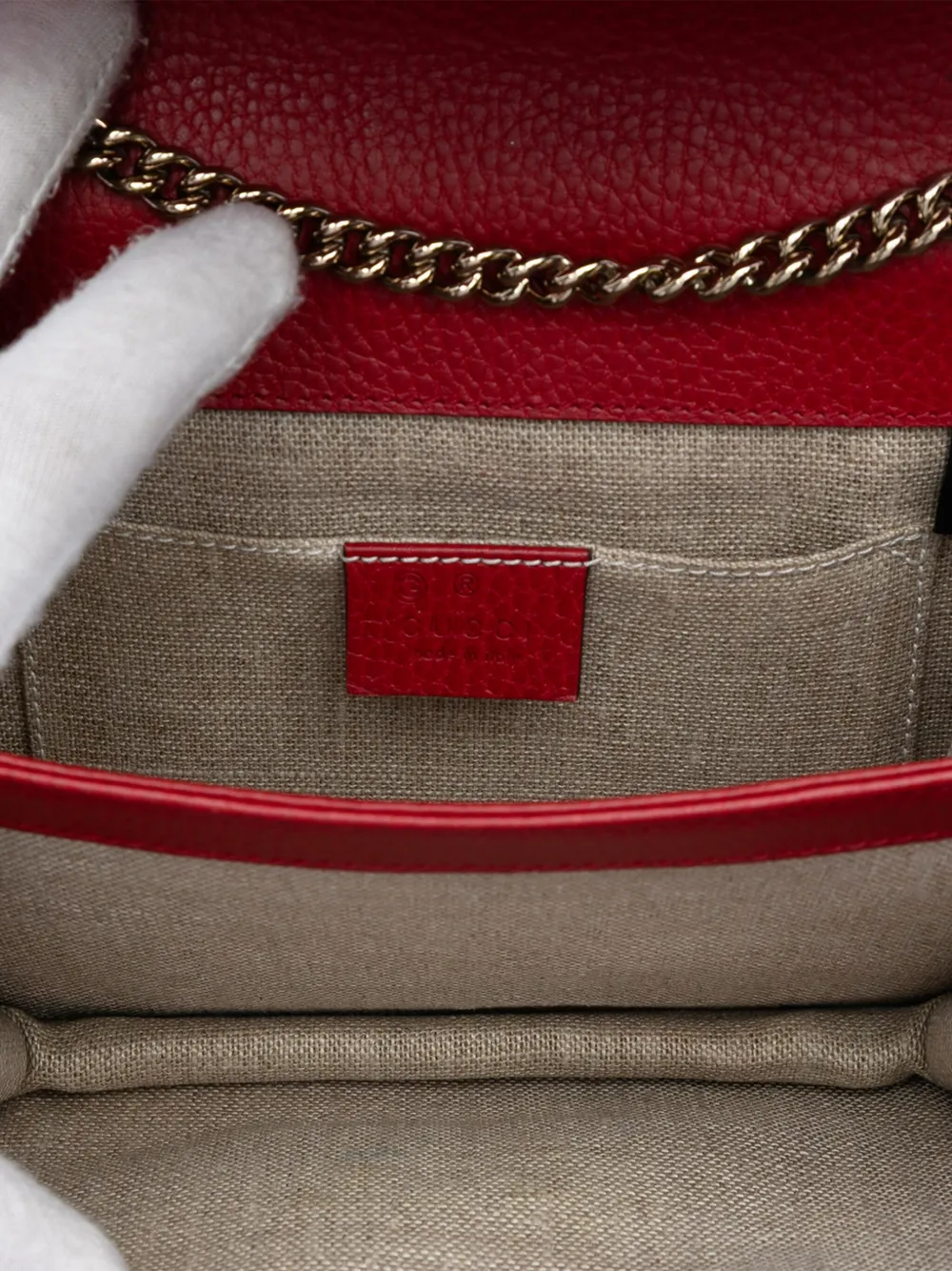 Pre-owned Gucci 2016-2025 Small Dollar Calfskin Interlocking G Crossbody Bag In Red