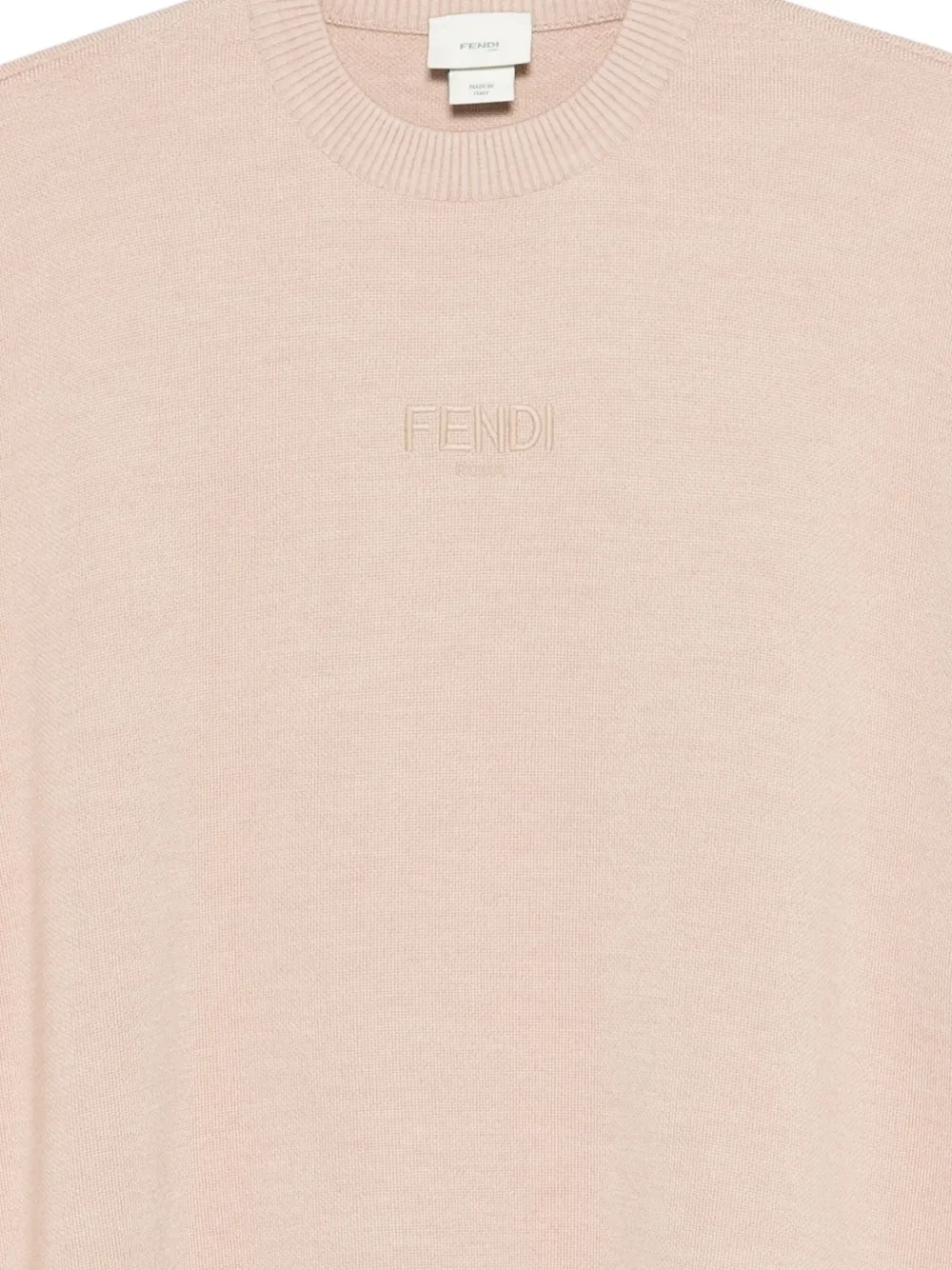 Fendi Kids Gebreide wollen jurk met logo Beige