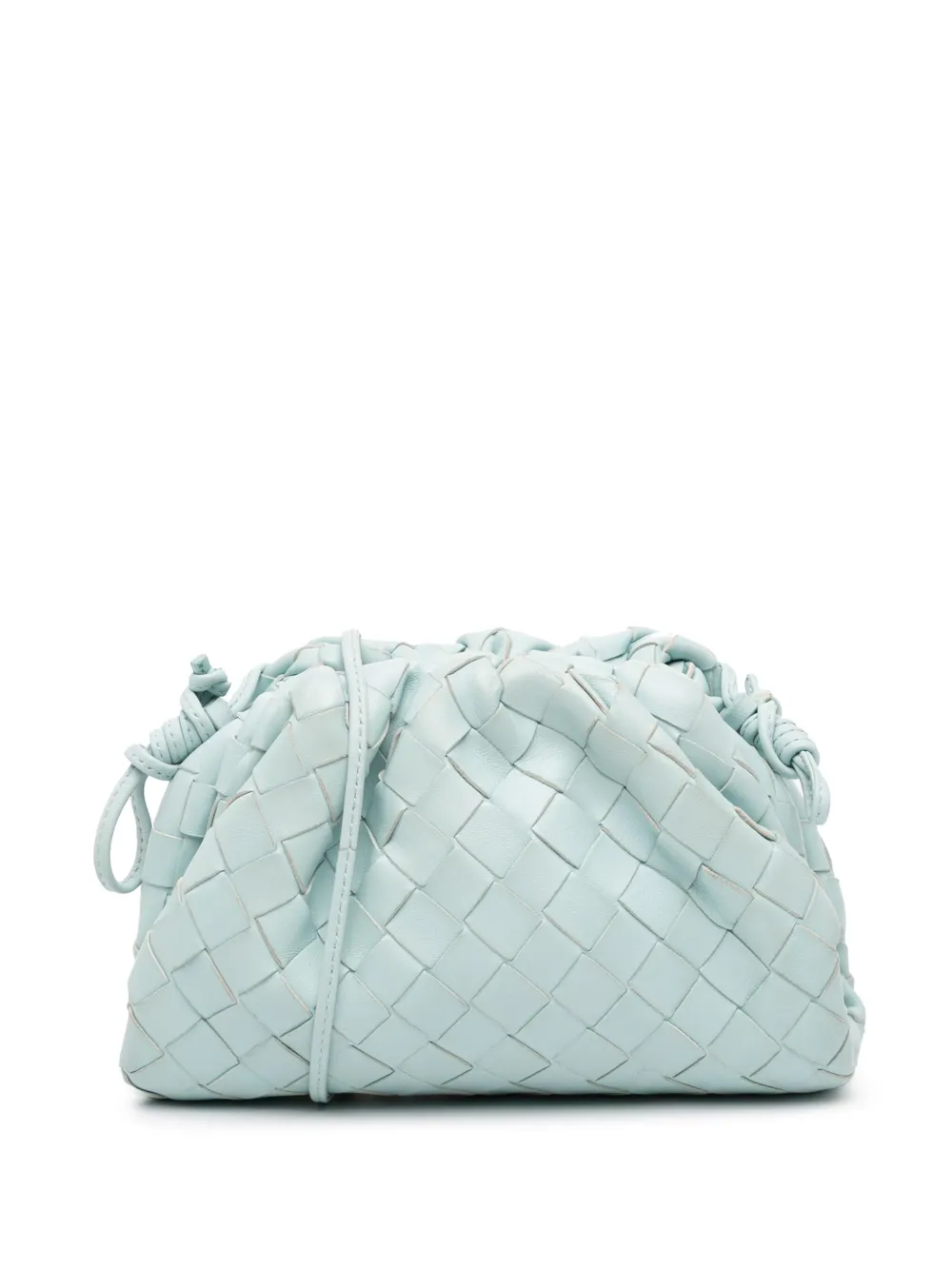 Pre-owned Bottega Veneta 2012-2025 Nappa Intrecciato The Mini Pouch Crossbody Bag In Blue