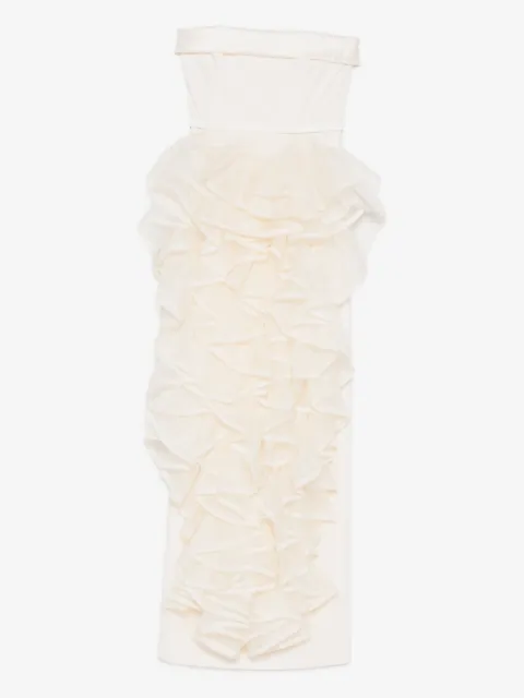 Viktor & Rolf vestido largo strapless con detalles de volantes