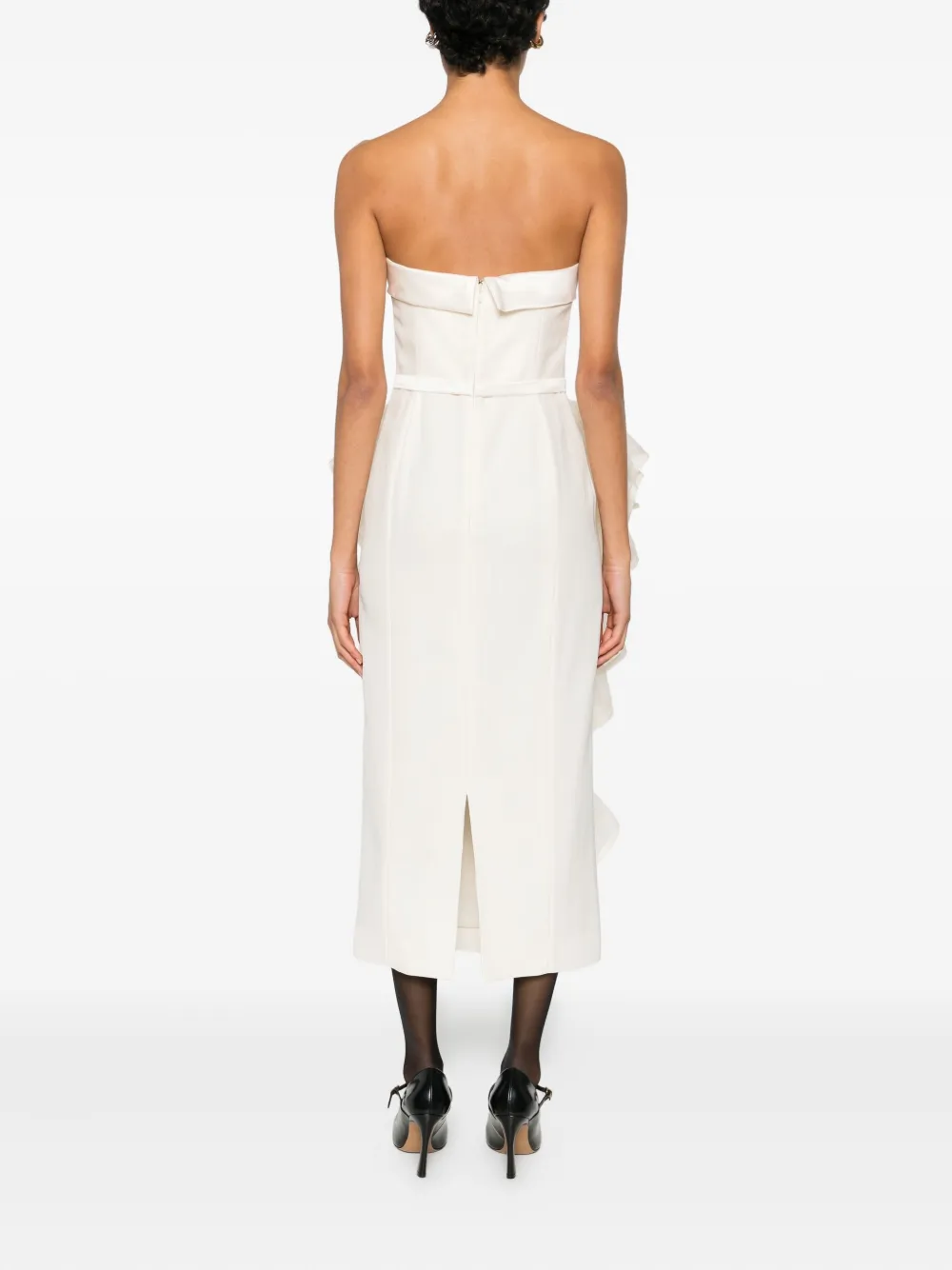 Viktor & Rolf Strapless midi-jurk met ruches Beige