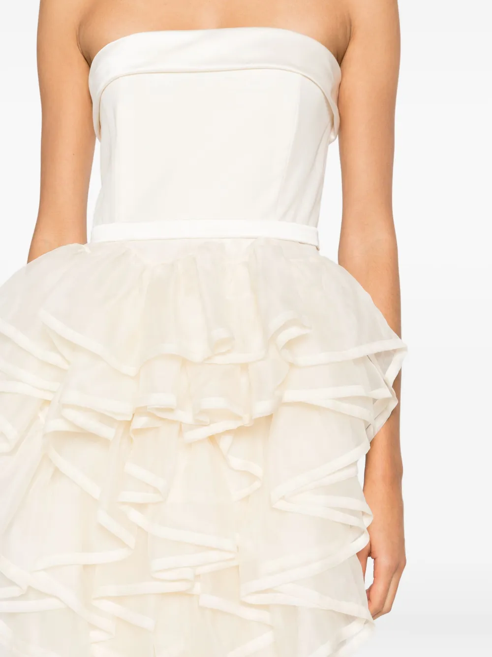Viktor & Rolf Strapless midi-jurk met ruches Beige
