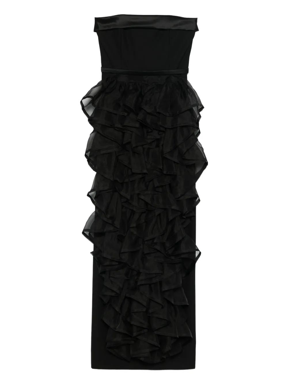 Viktor & Rolf Abito lungo senza spalline con ruches - Nero