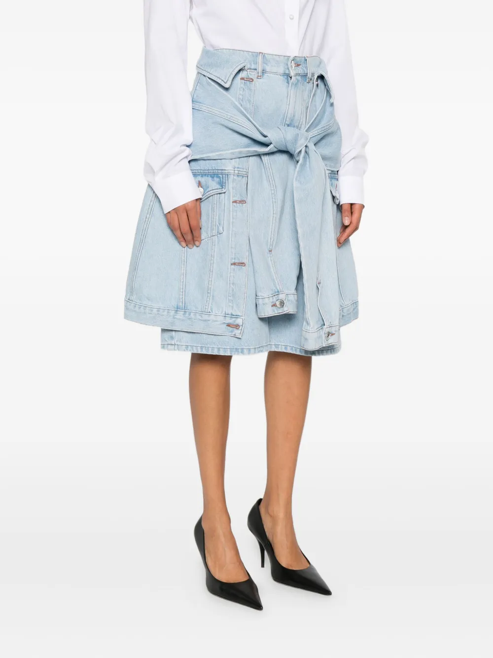 Viktor & Rolf Gedrapeerde spijkershorts met strik Blauw
