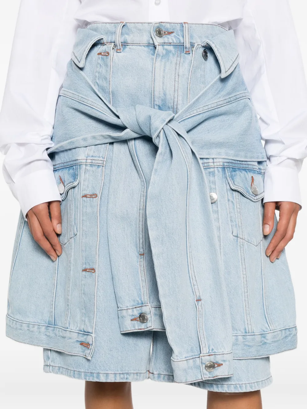 Viktor & Rolf Gedrapeerde spijkershorts met strik Blauw