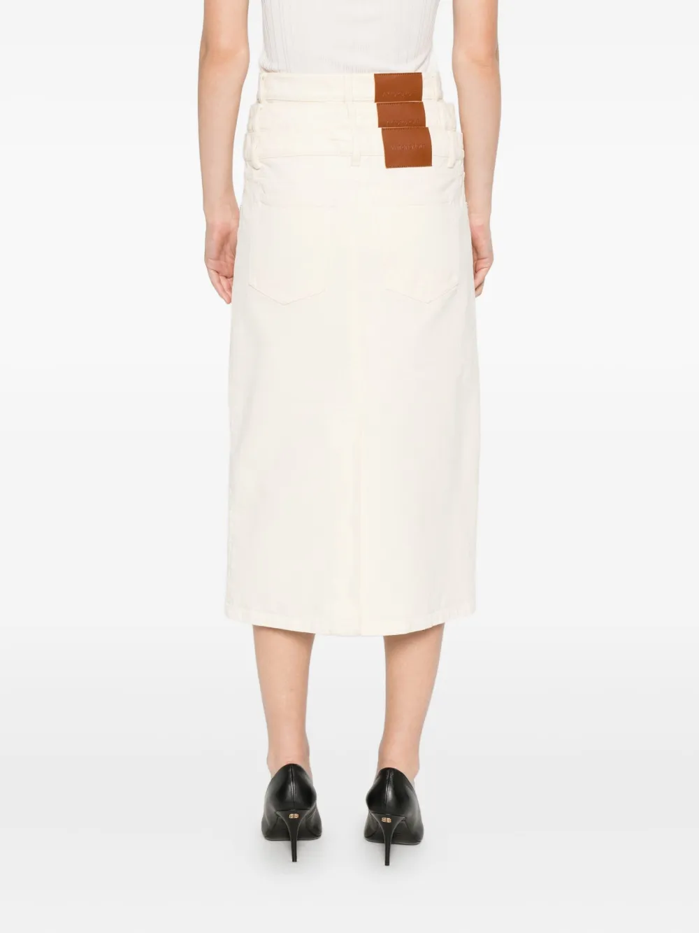 Viktor & Rolf Gelaagde denim midi-rok Beige