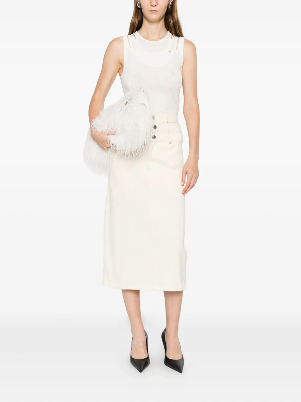 Viktor & Rolf Gelaagde denim midi-rok Beige