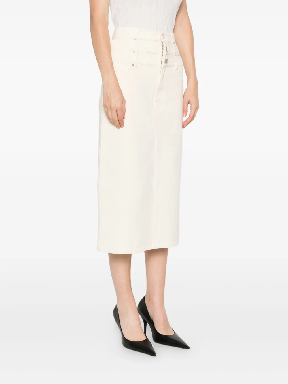 Viktor & Rolf Gelaagde denim midi-rok Beige