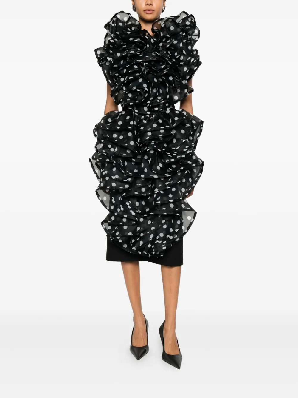 Viktor & Rolf Mini-rok met stippen en ruches Zwart