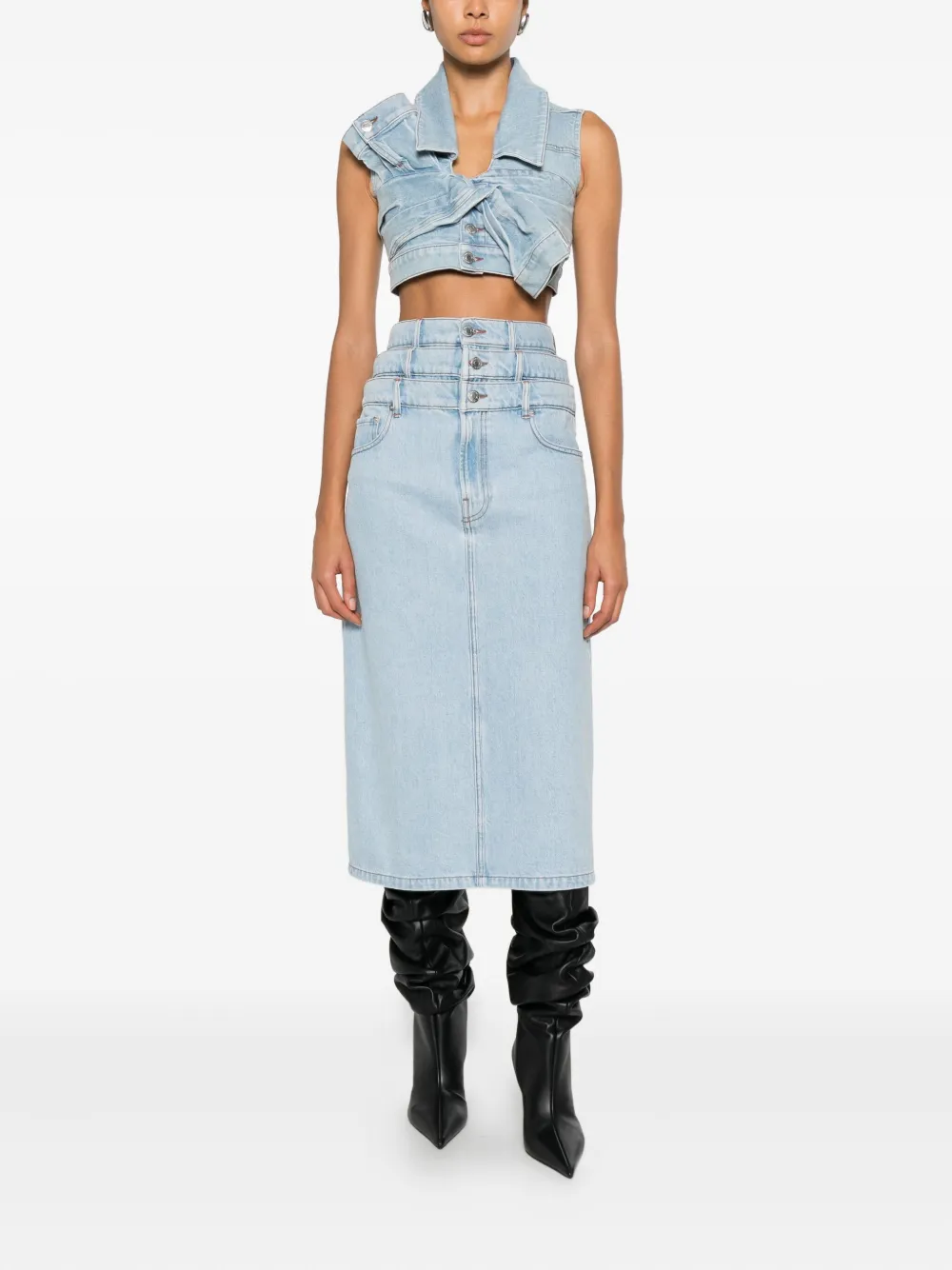 Viktor & Rolf Gelaagde denim rok Blauw