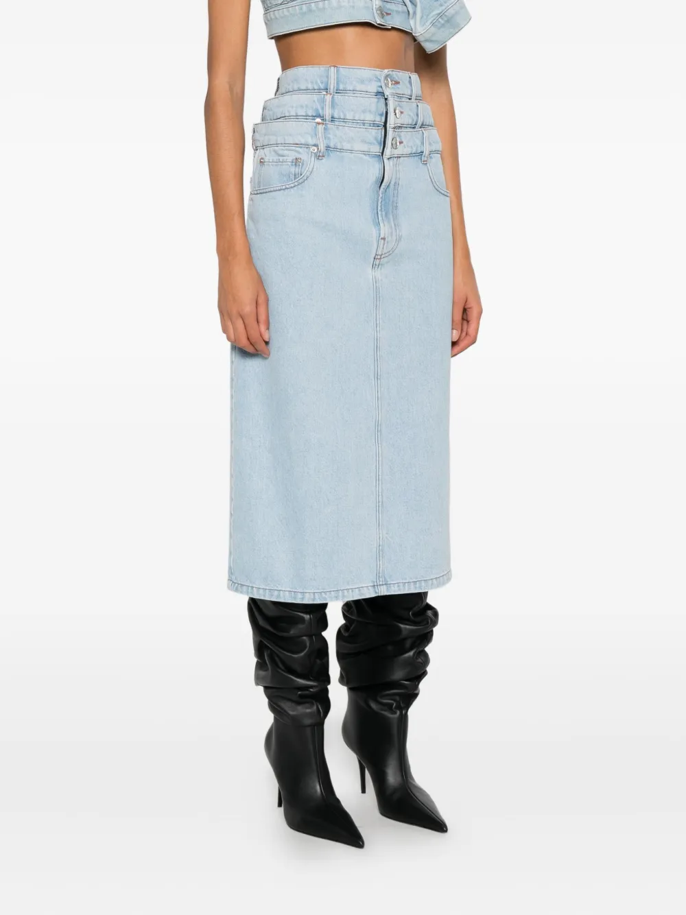 Viktor & Rolf Gelaagde denim rok Blauw