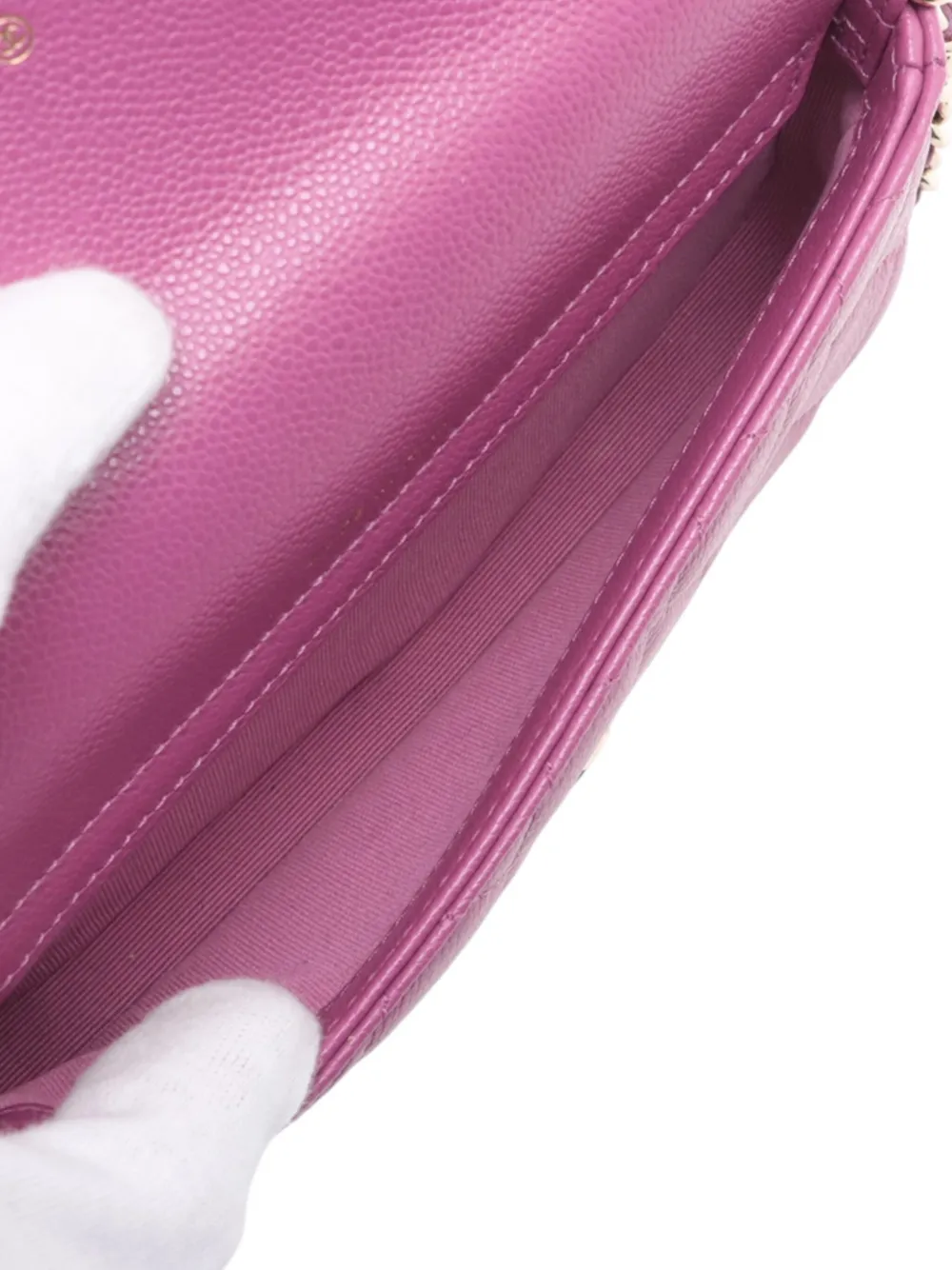 Pre-owned Chanel 2021-2025 Cc Quilted Lambskin Flap Phone Case On Chain Crossbody Bag In Purple