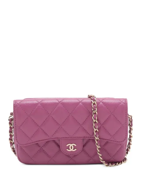 CHANEL Pre-Owned 2021-2025 CC Quilted Lambskin Flap Phone Case on Chain crossbody bag