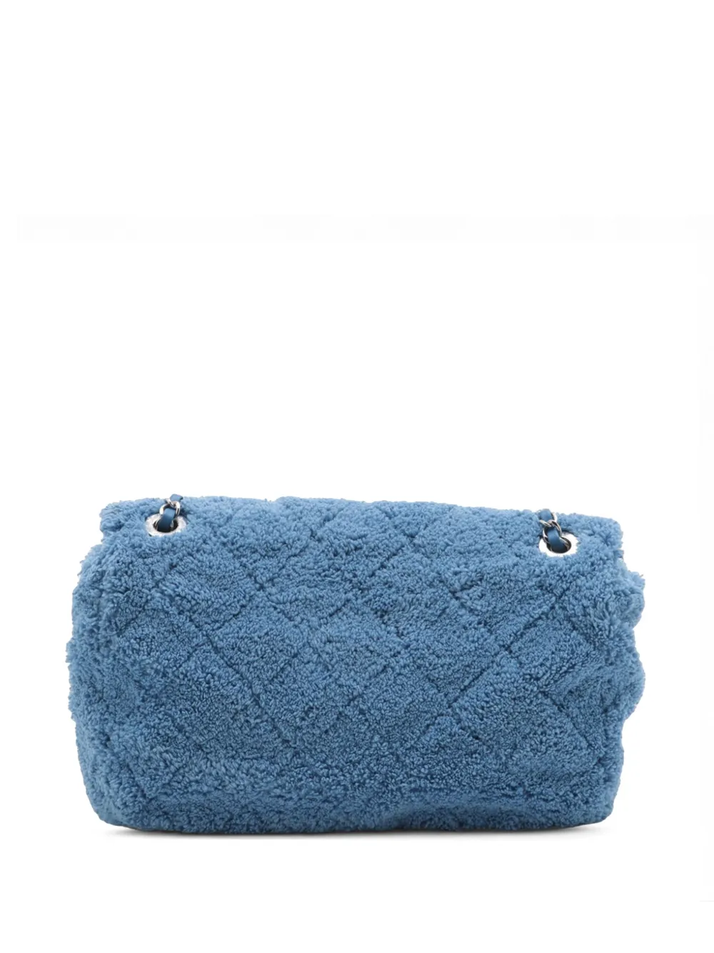 Pre-owned Chanel 2019 Medium Quilted Terry Cloth Coco Beach Flap Crossbody Bag In Blue
