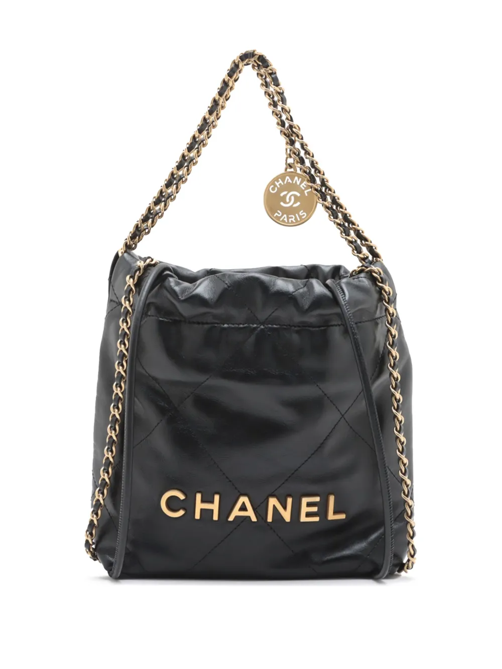 CHANEL Pre-Owned 2021-2025 ミニ シャイニーカーフ 22 ハンドバッグ サッチェル - ブラック CHANEL Pre-Owned 2021-2025 ミニ シャイニーカーフ 22 ハンドバッグ サッチェル - ブラック