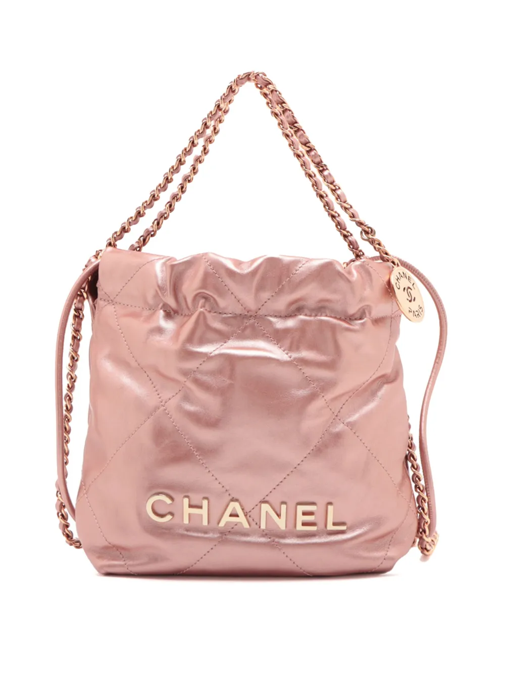 CHANEL Pre-Owned 2021-2025 ミニ マトラッセ メタリックカーフ 22 サッチェルバッグ - ピンク CHANEL Pre-Owned 2021-2025 ミニ マトラッセ メタリックカーフ 22 サッチェルバッグ - ピンク