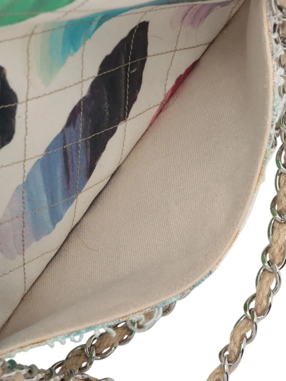 Pre-owned Chanel 2014 Jumbo Canvas Classic Colorama Single Flap Shoulder Bag In White