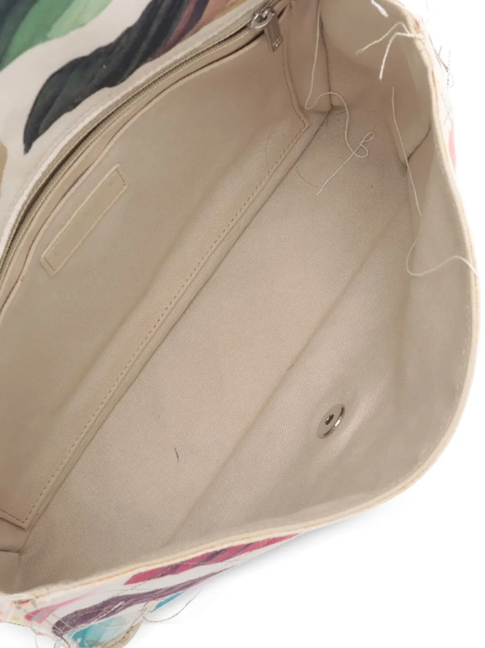 Pre-owned Chanel 2014 Jumbo Canvas Classic Colorama Single Flap Shoulder Bag In White