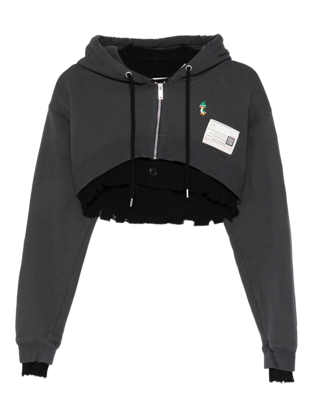 Miharayasuhiro Layered Hooded Cropped Jacket In Gray