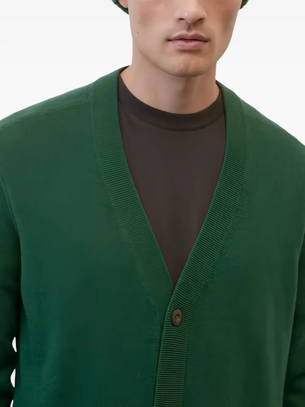 Marc O'Polo Vest met V-hals en knoop Groen