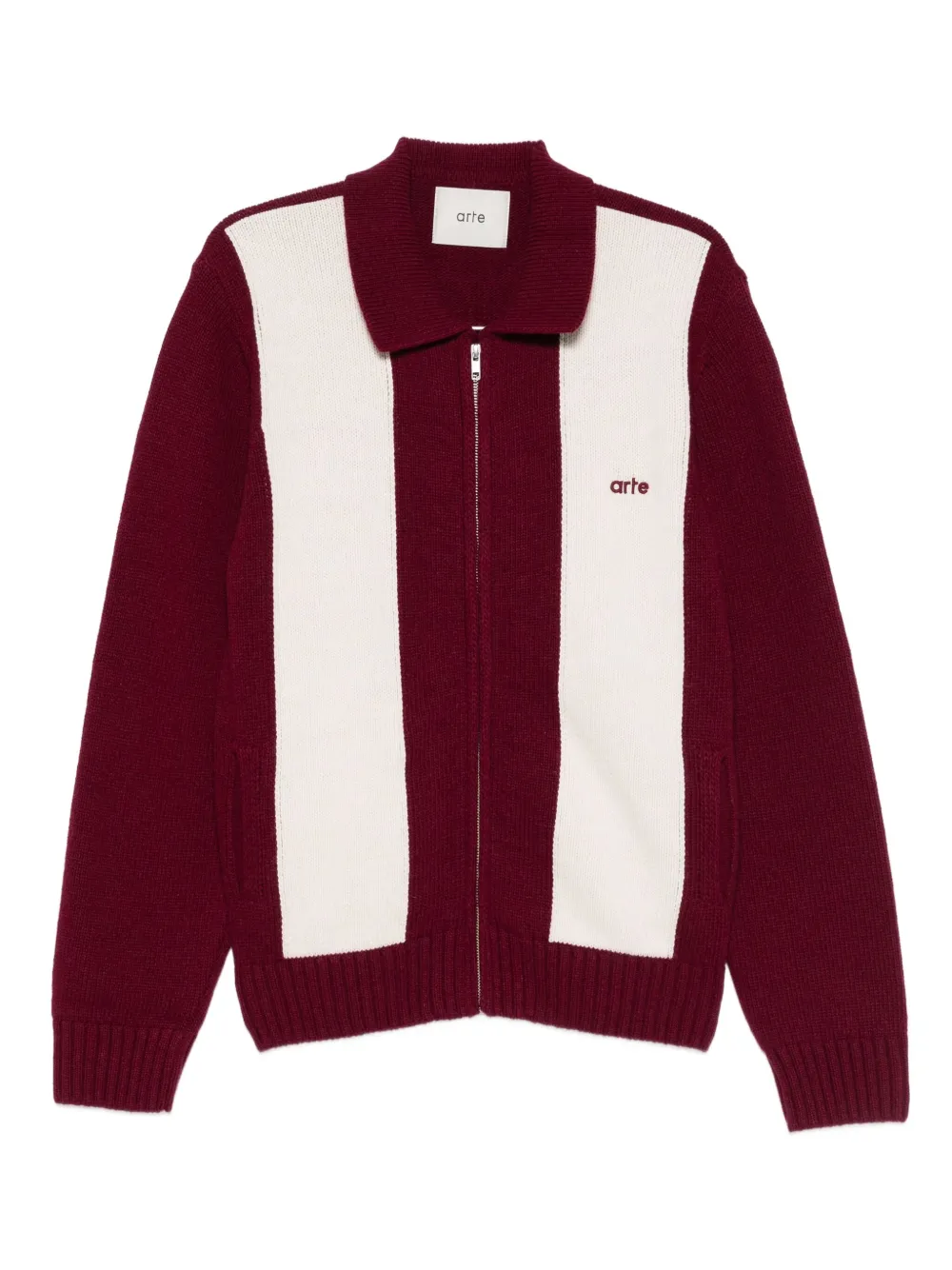 Arte Antwerp suéter tejido con motivo de rayas y cierre | rojo | Image 1