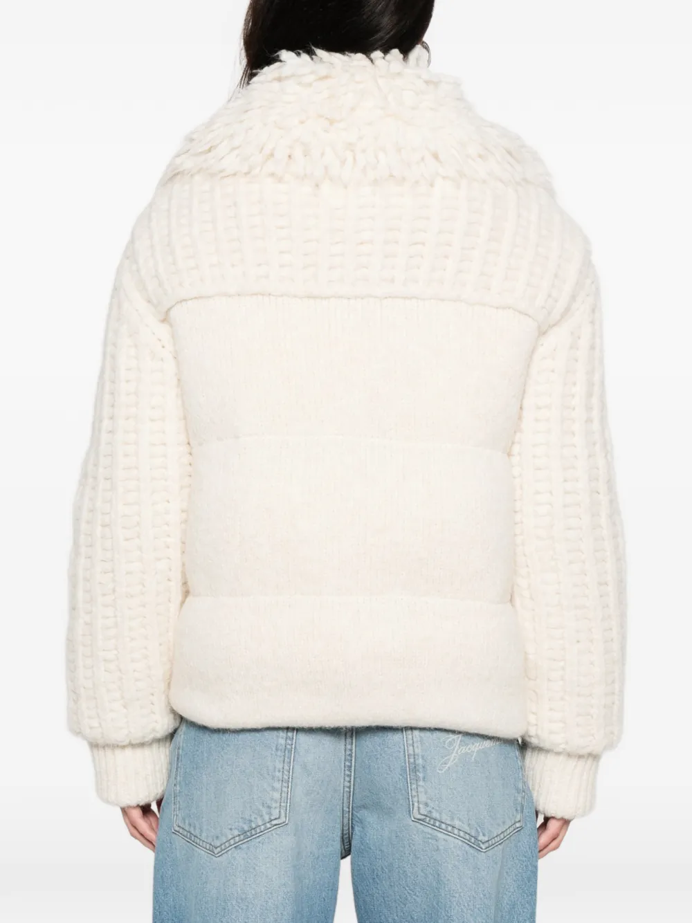 Moncler Knitwear Cardigan With High Collar And Pockets In White