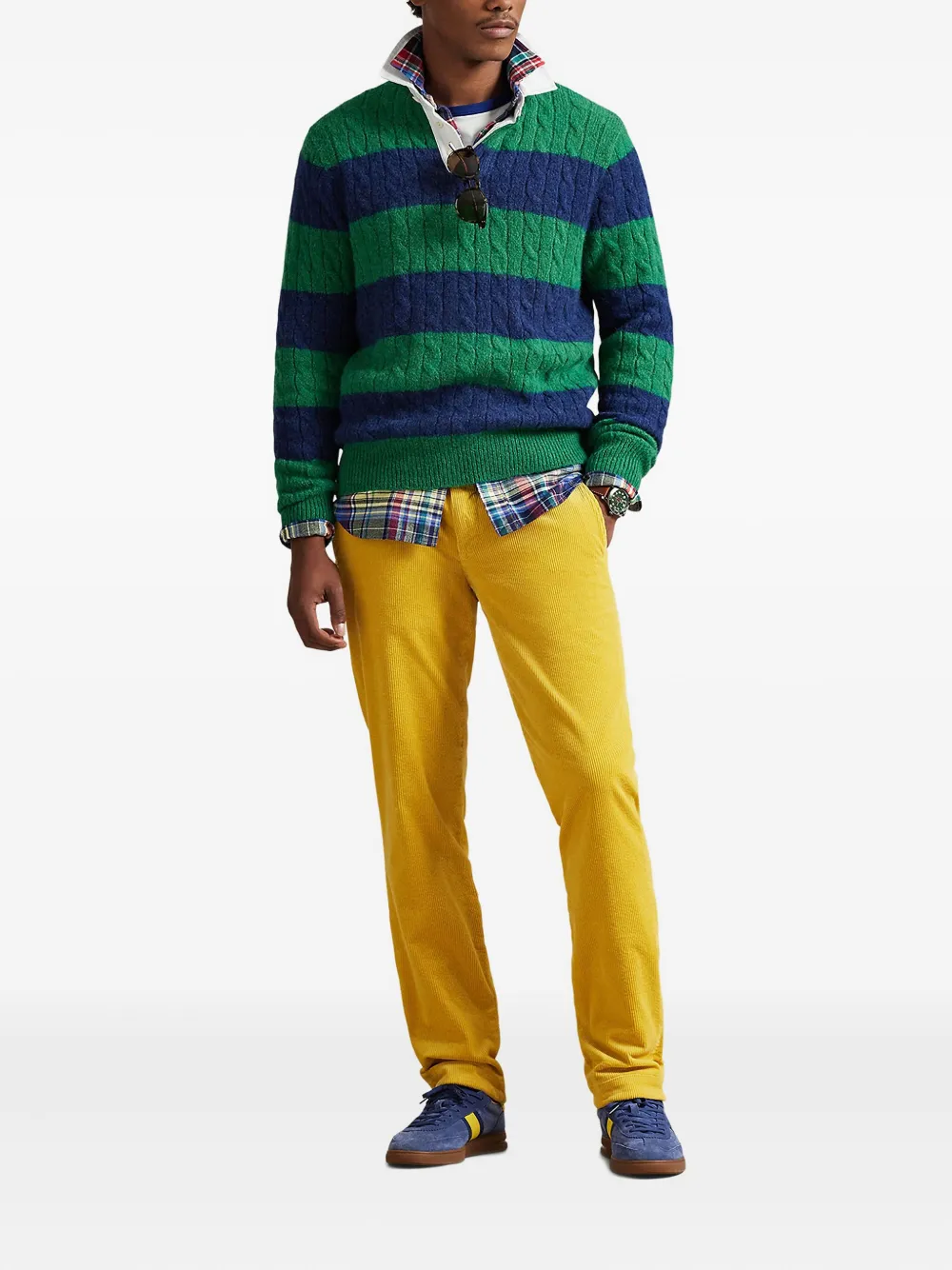 Polo Ralph Lauren Rugby striped cable-knit polo shirt - Groen