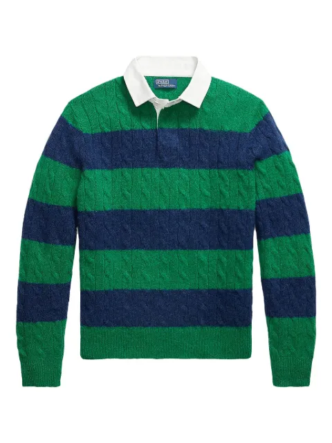 Polo Ralph Lauren Rugby striped cable-knit polo shirt