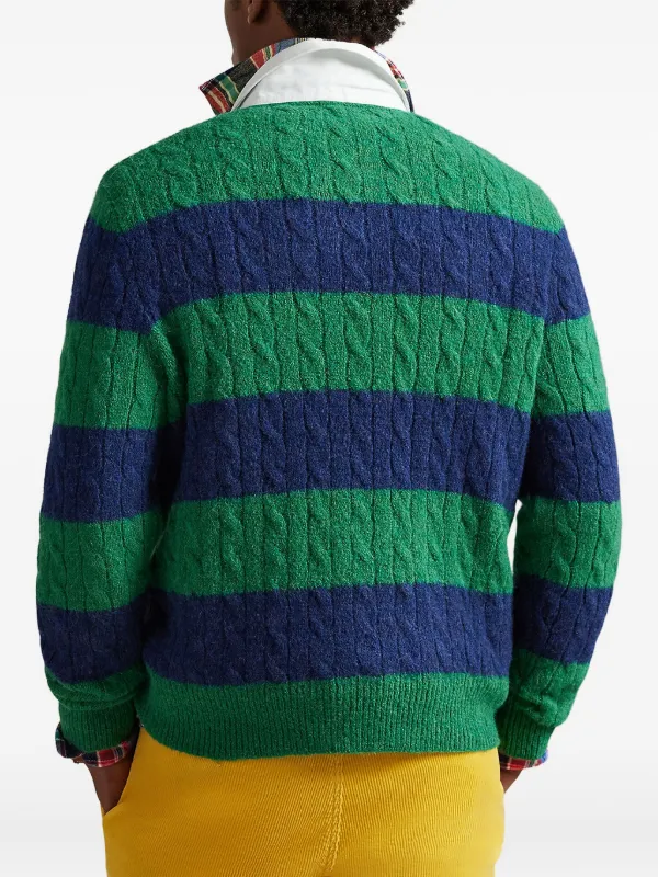 Polo Ralph Lauren ストライプ ケーブルニット ポロシャツ | グリーン