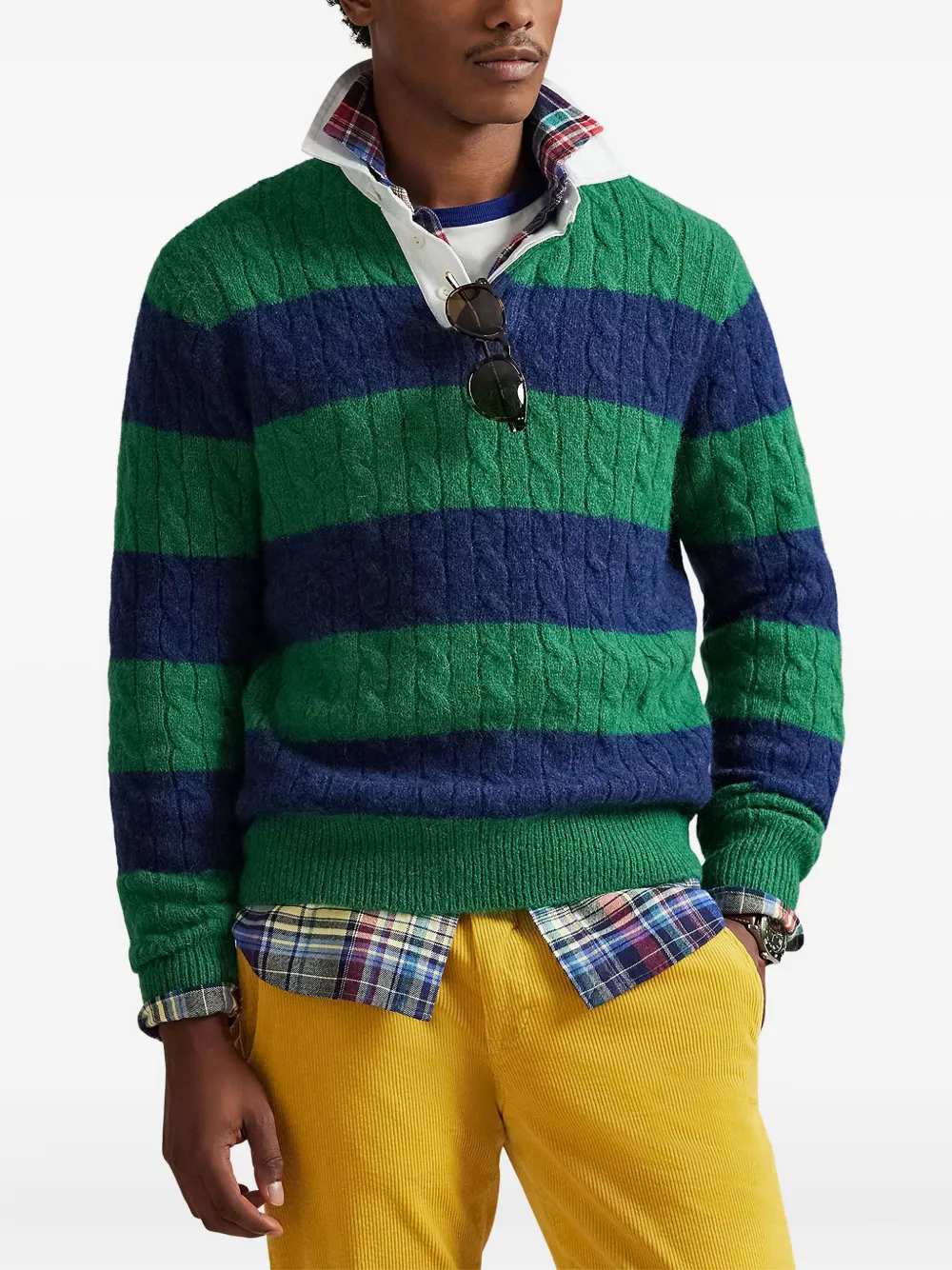 Polo Ralph Lauren Rugby gestreept kabelgebreid poloshirt Groen