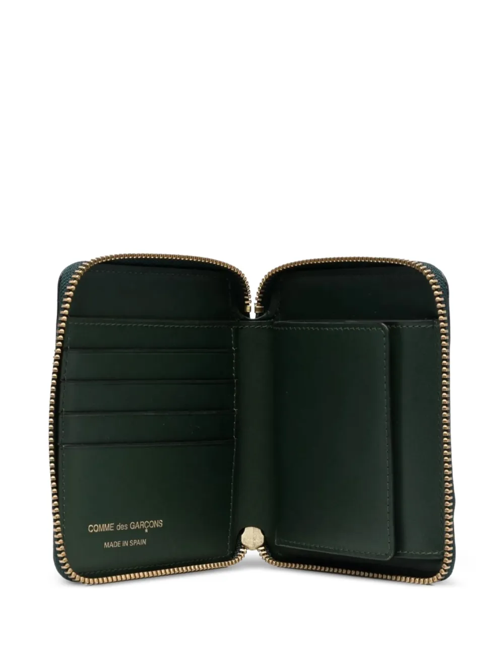 Comme Des Garçons Zip-around Closure Leather Wallet In Green