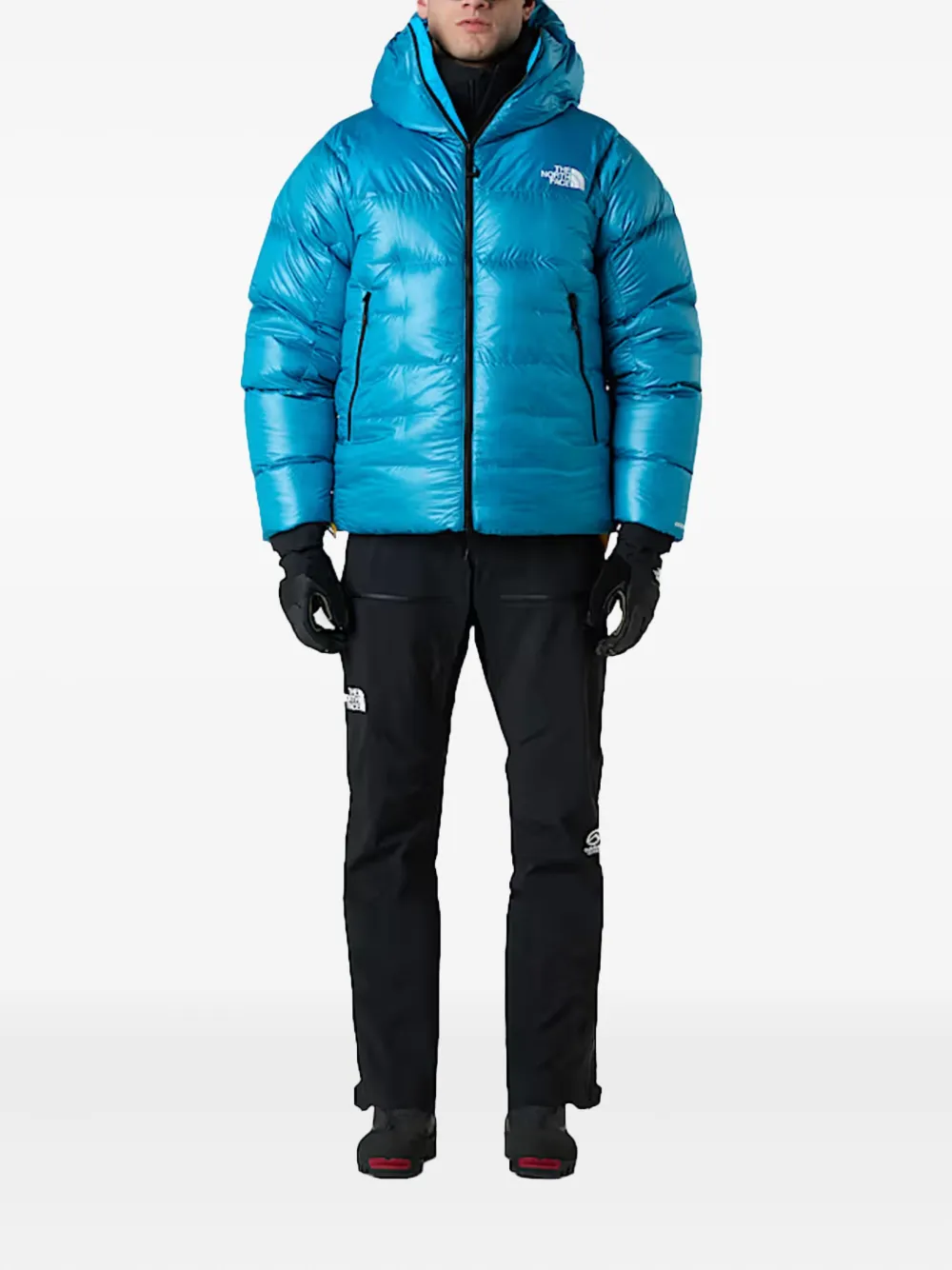 The North Face logo-detail hooded-neckline down coat - Blauw
