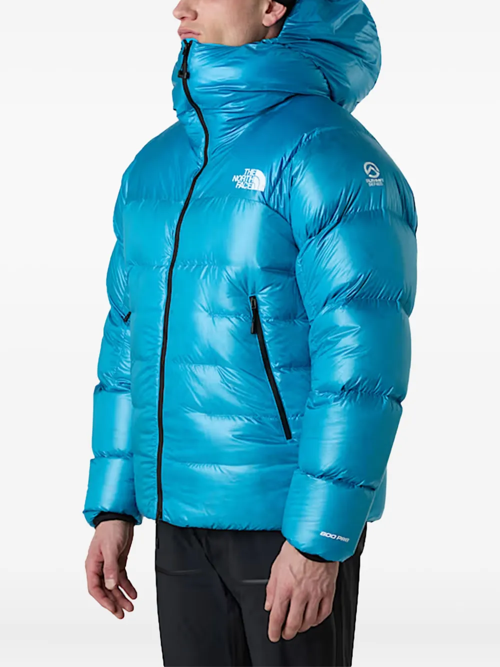 The North Face Donsjas met capuchon en logodetail Blauw