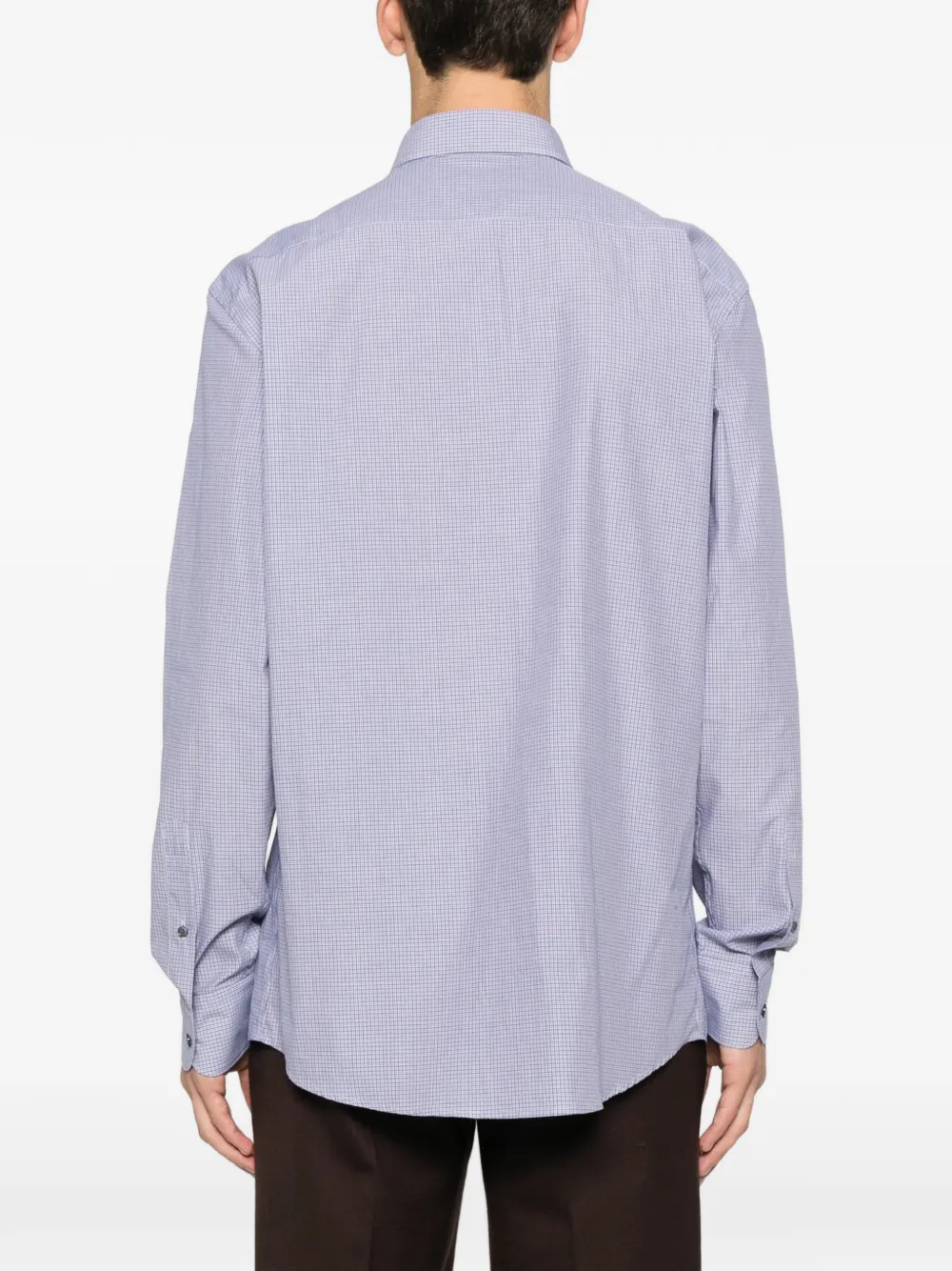 Zegna buttoned check-patterned shirt Blauw